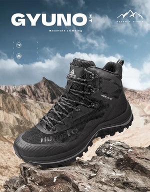 Les HUMTTO - HT-250460A chaussures de randonnée mid-top pour homme offrent une technologie Static Waterproof, avec tige mesh et synthétique, semelle robuste - bottines alpinisme marron/vert conçues pour confort et durabilité sur tous les sentiers.