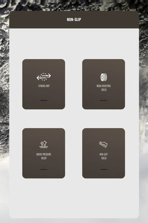 Les "HUMTTO - 230914A" sont des bottines d'alpinisme pour homme avec semelle grise, œillets métalliques, cuir véritable et logo "HUMTTO" orange, offrant une protection 100% imperméable pour la randonnée.