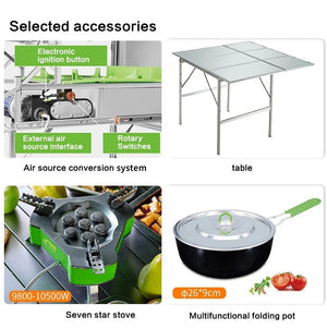 Ensemble de cuisine mobile pour camping avec réchaud et batterie de cuisine en acier inoxydable "BRS - 96" BRS
