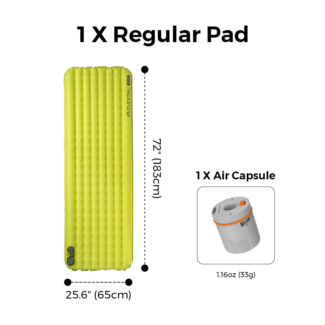 Matelas gonflable ultraléger avec pompe intégrée R-Value 3.5 confort 5°C "FLEXTAILGEAR - TINY Sleeping pad R03"