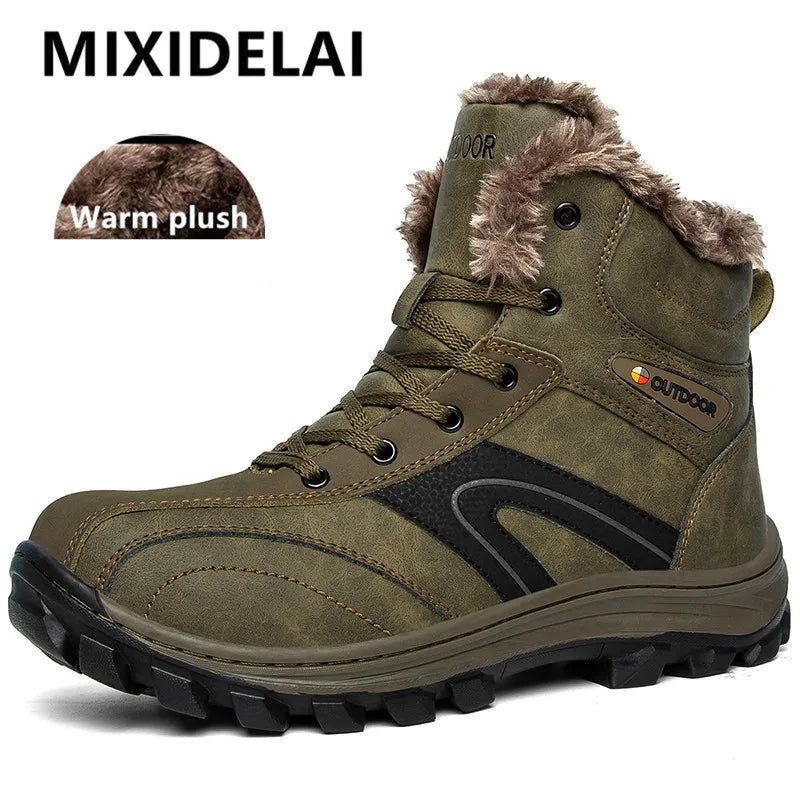 Bottes d'hiver high-top avec doublure polaire imperméables et antidérapantes pour homme "Mixidelai - Moutain boots series"