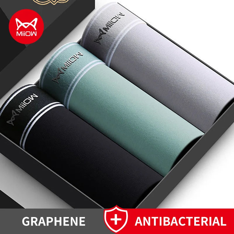 Lot de 3 boxer en coton pour homme, sous-vêtements respirants, boxers antibactériens au graphène "MiiOW - MW820-3P"