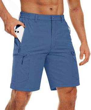 TACVASEN Short cargo d'été à 5 poches zippées, séchage rapide, pour homme, short de pêche, extensible, pour la randonnée en plein air, short de travail en nylon, léger Planète Rando