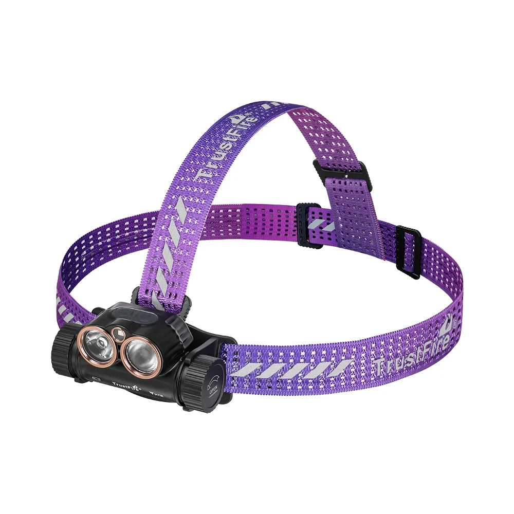 Lampe frontale rechargeable USB 2000 lumens, LED rouge et blanche "Trustfire - H7R"