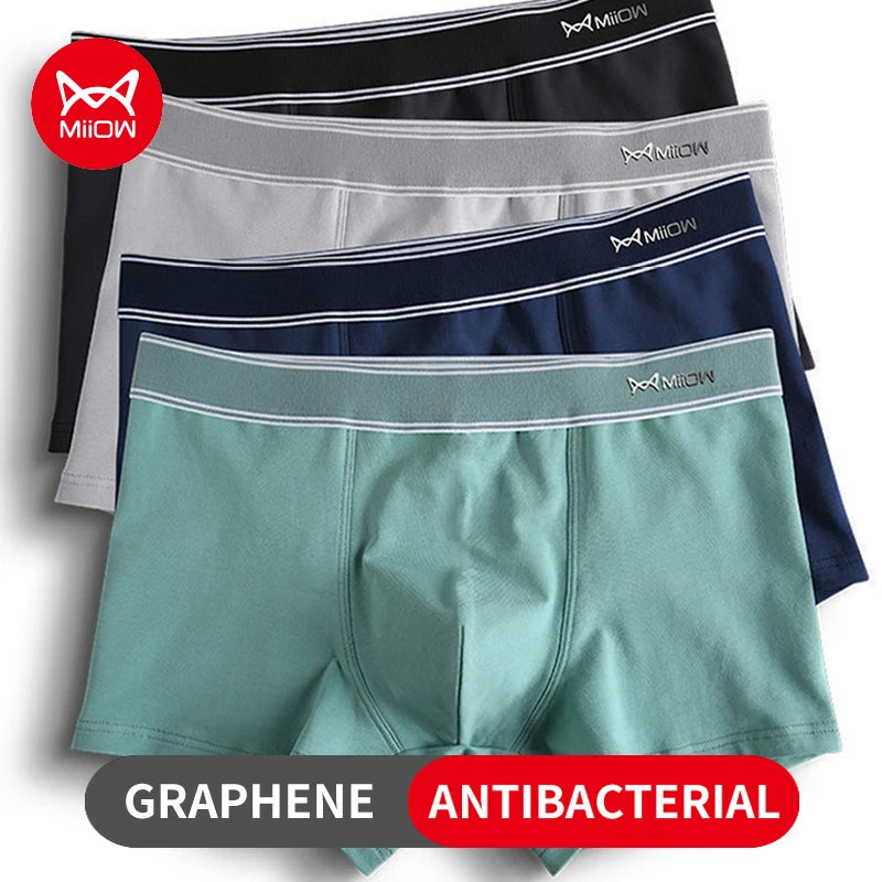 Lot de 3 boxer en coton pour homme, sous-vêtements respirants, boxers antibactériens au graphène "MiiOW - MW820-3P"