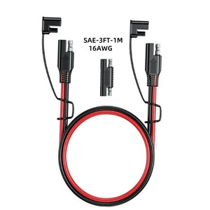Rallonge allume-cigare 12 V/24 V Planète Rando, câble SAE rouge/noir de 3 pieds, 16 AWG, 2 connecteurs, fusible visible.