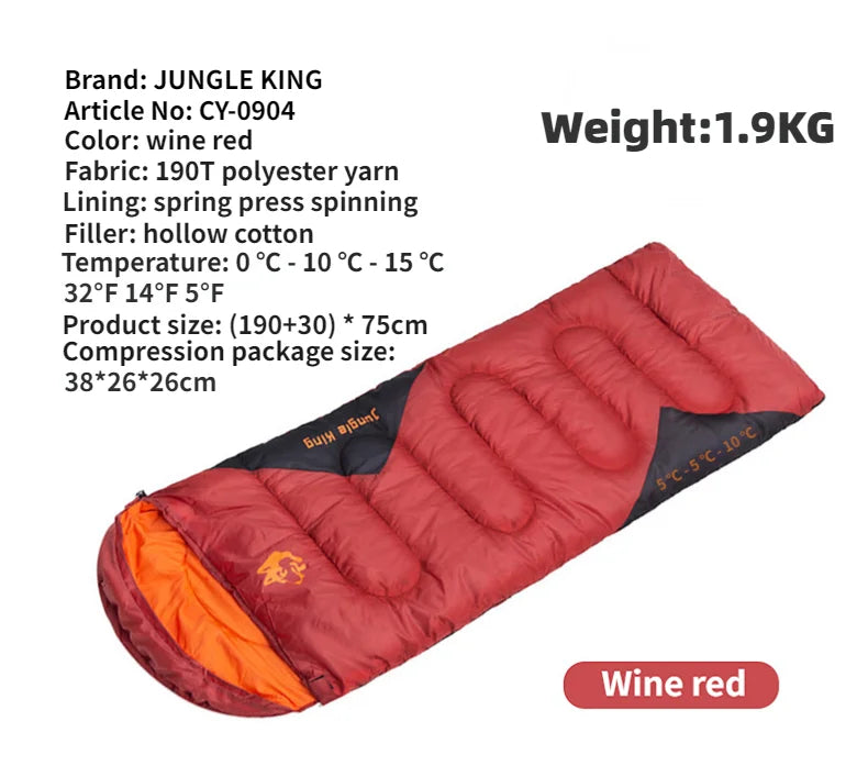 Sac de couchage synthétique imperméable jusqu'à -5°C confort "JUNGLEKING - CY0904"