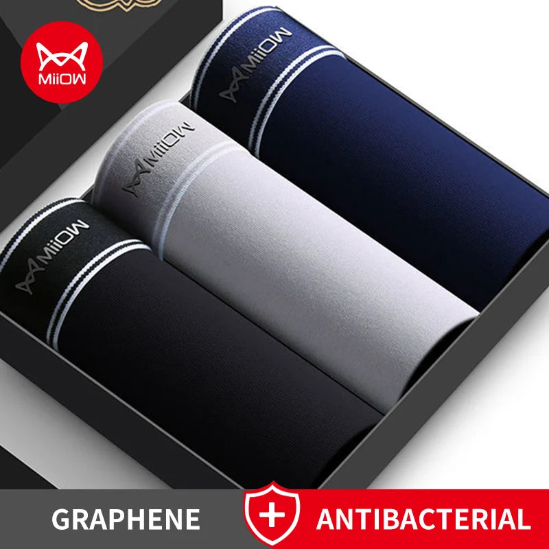 Lot de 3 boxer en coton pour homme, sous-vêtements respirants, boxers antibactériens au graphène "MiiOW - MW820-3P"