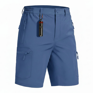 TACVASEN Short cargo d'été à 5 poches zippées, séchage rapide, pour homme, short de pêche, extensible, pour la randonnée en plein air, short de travail en nylon, léger Planète Rando