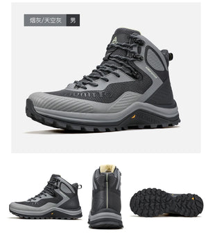 Les HUMTTO - HT-250460A chaussures de randonnée mid-top pour homme offrent une technologie Static Waterproof, avec tige mesh et synthétique, semelle robuste - bottines alpinisme marron/vert conçues pour confort et durabilité sur tous les sentiers.