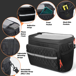 Sac avant de vélo New6L, multifonctionnel, grande capacité, panier de vélo isotherme avec écran tactile, accessoire de vélo multi-poches pour l'extérieur Planète Rando