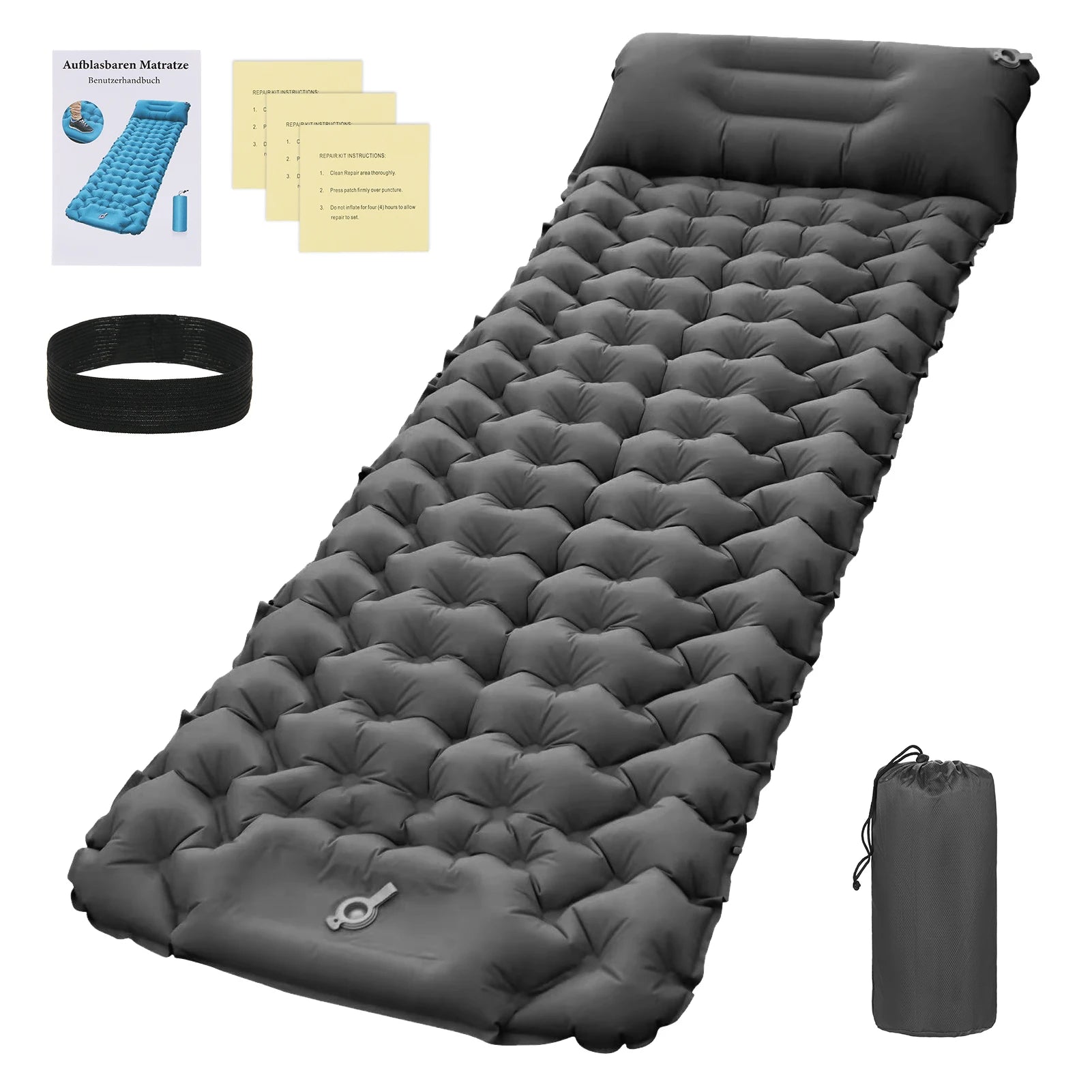 Matelas de camping avec oreiller & pompe intégrée R-Value 2,5 "Pacoone - SD25"