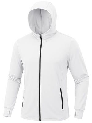 Veste Planète Rando HOD blanche pour homme, indice UPF 50+, avec capuche et détails noirs, idéale pour la randonnée et la protection solaire.