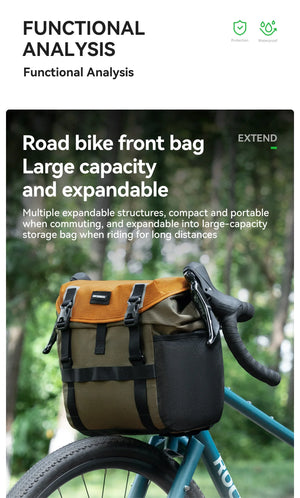 ROCKBROS – sac de vélo avant, sac à bandoulière Portable étanche, polyvalent pour plusieurs scénarios, sac de guidon extensible 24L Planète Rando