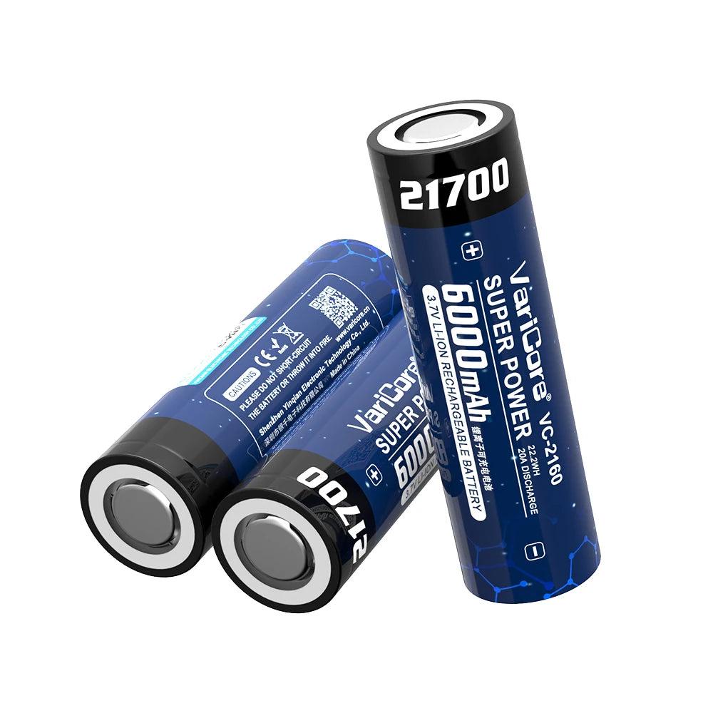 Batterie rechargeable 3,7 V 6 000 mAh 21700 Li-ion pour lampe "VariCore - VC-2160"
