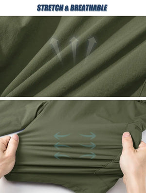 TACVASEN Short cargo d'été à 5 poches zippées, séchage rapide, pour homme, short de pêche, extensible, pour la randonnée en plein air, short de travail en nylon, léger Planète Rando