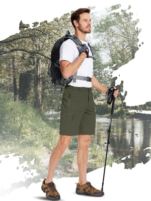 TACVASEN Short cargo d'été à 5 poches zippées, séchage rapide, pour homme, short de pêche, extensible, pour la randonnée en plein air, short de travail en nylon, léger Planète Rando