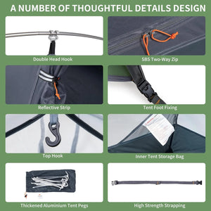 Tente ultralégère Naturehike 20D pour 2 personnes, imperméable PU4000mm, tentes de trekking, abri pour randonnée, tente de voyage Planète Rando