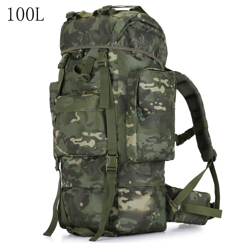 Sac à dos tactique avec housse de pluie 100L résistant 900D "L&Q Army - BL023"