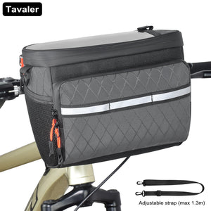 Sac avant de vélo New6L, multifonctionnel, grande capacité, panier de vélo isotherme avec écran tactile, accessoire de vélo multi-poches pour l'extérieur Planète Rando