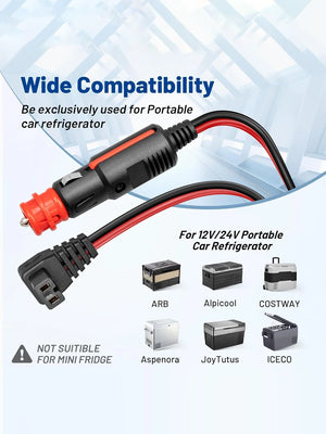 Cordon d'alimentation pour réfrigérateur et congélateur de voiture DC, 11,5 pieds, pour réfrigérateur et congélateurs 12V, pour Alpicool COSTWAY ARB ICECO Setpower Aspenora JoyTutus Planète Rando