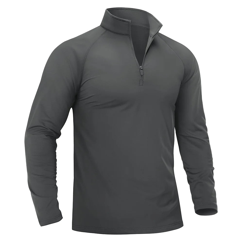 T-shirt thermique / sweat-shirt polaire à fermeture éclair 1/4 et manches longues pour homme "TACVASEN - TS321"