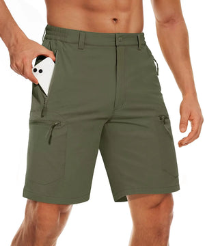 TACVASEN Short cargo d'été à 5 poches zippées, séchage rapide, pour homme, short de pêche, extensible, pour la randonnée en plein air, short de travail en nylon, léger Planète Rando