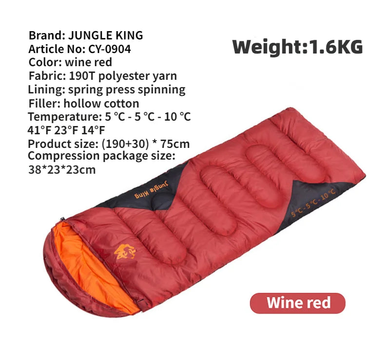 Sac de couchage synthétique imperméable jusqu'à -5°C confort "JUNGLEKING - CY0904"