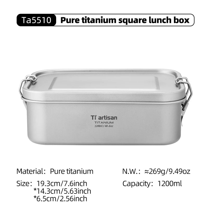 Boîte à repas / lunch en titane, résistante et légère 800ML / 1200ML à partir de 175g "Tiartisan - Ta5508"