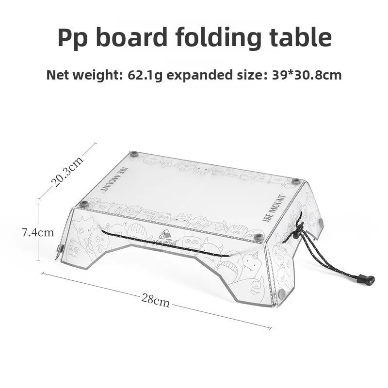 Mini table pliante ultralégère en polypropylène et plateau 97g " Isemount - Folding table pp"