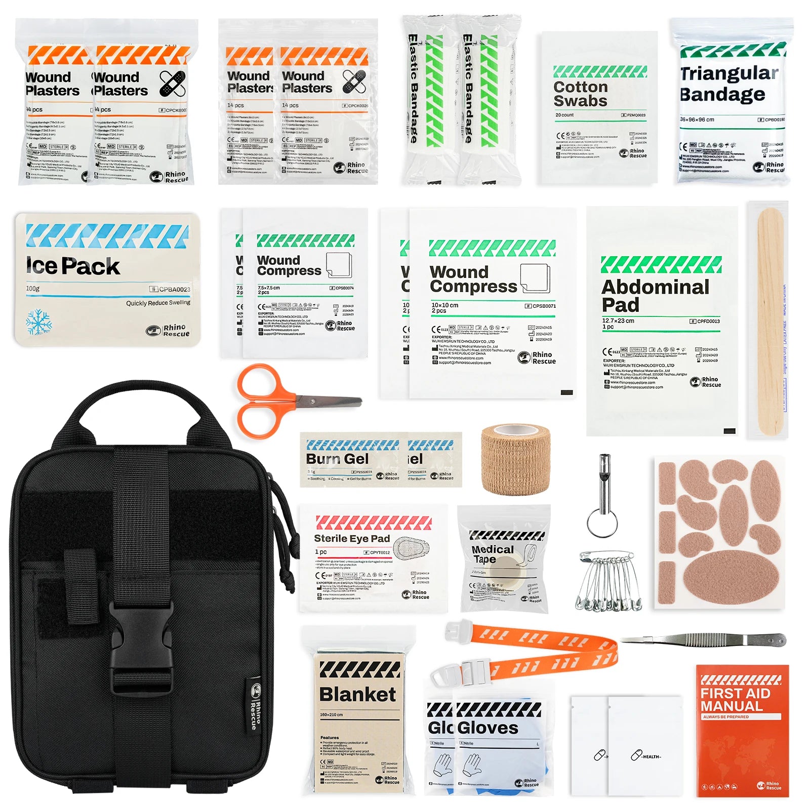 Trousse de premiers secours 152 articles "Rhino Rescue - Camping surival kit"