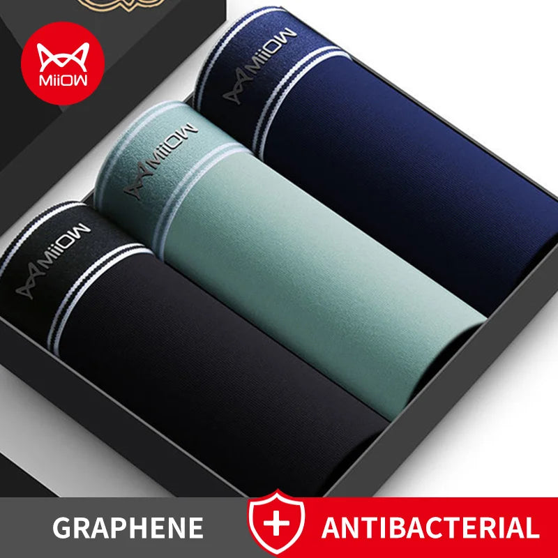 Lot de 3 boxer en coton pour homme, sous-vêtements respirants, boxers antibactériens au graphène "MiiOW - MW820-3P"