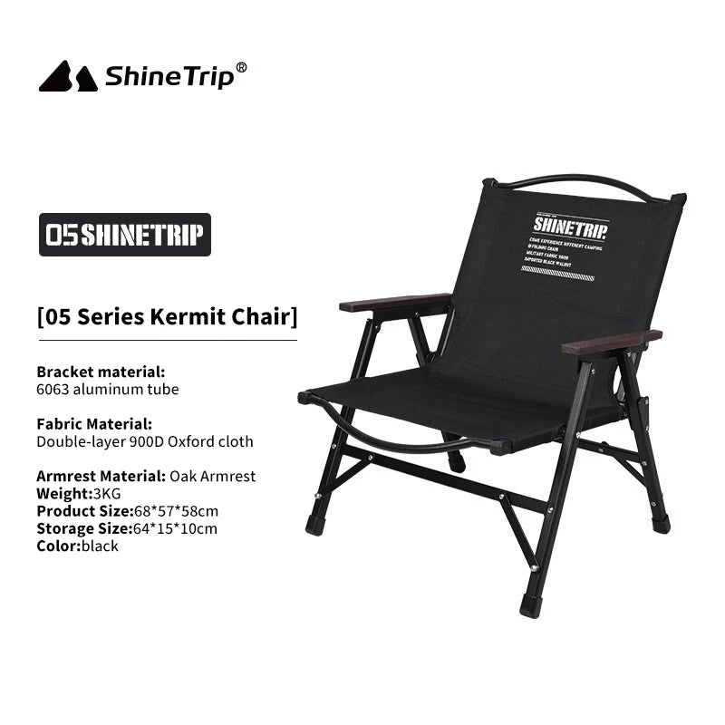 Chaise tactique d'extérieur légère et pliable en aluminium 3kg "ShineTrip - Kermit 05"