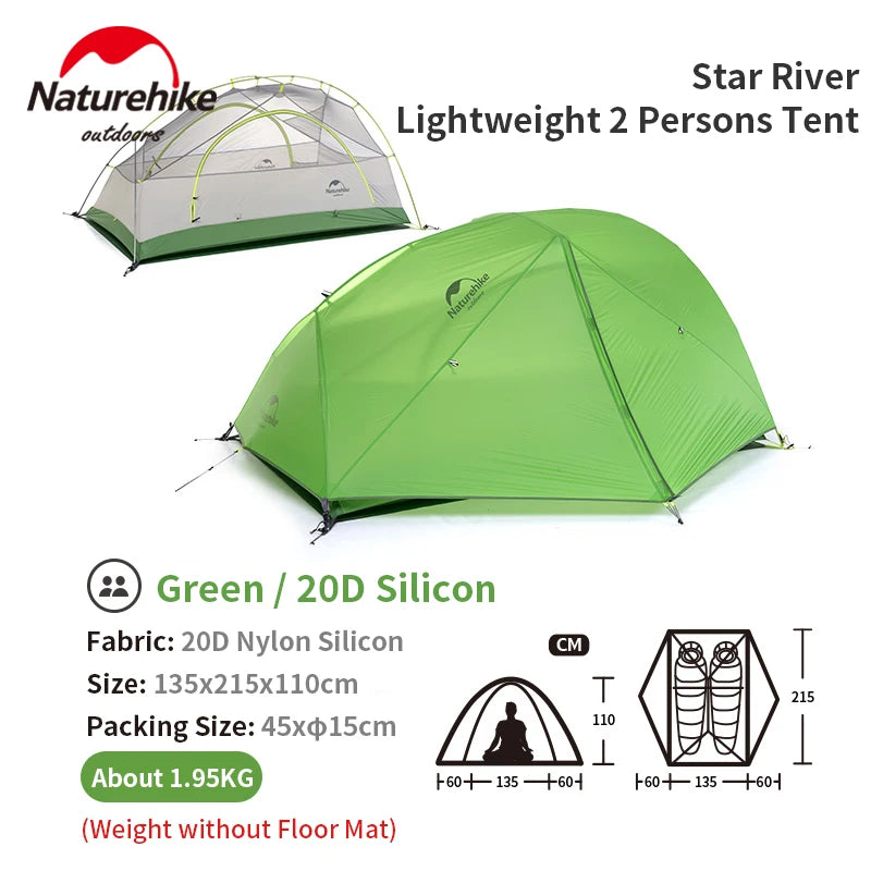 Tente de camping / bivouac en nylon siliconé 20D double-parois pour 2 personnes "Naturehike - Star River 2" Naturehike