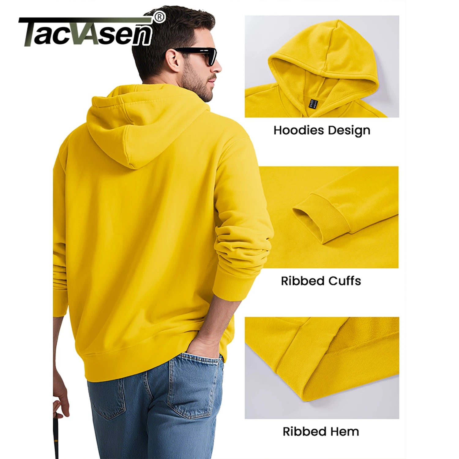 Sweat à capuche / Sweatshirt doublé polaire pour homme "TACVASEN - CTC14"