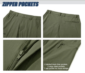 TACVASEN Short cargo d'été à 5 poches zippées, séchage rapide, pour homme, short de pêche, extensible, pour la randonnée en plein air, short de travail en nylon, léger Planète Rando