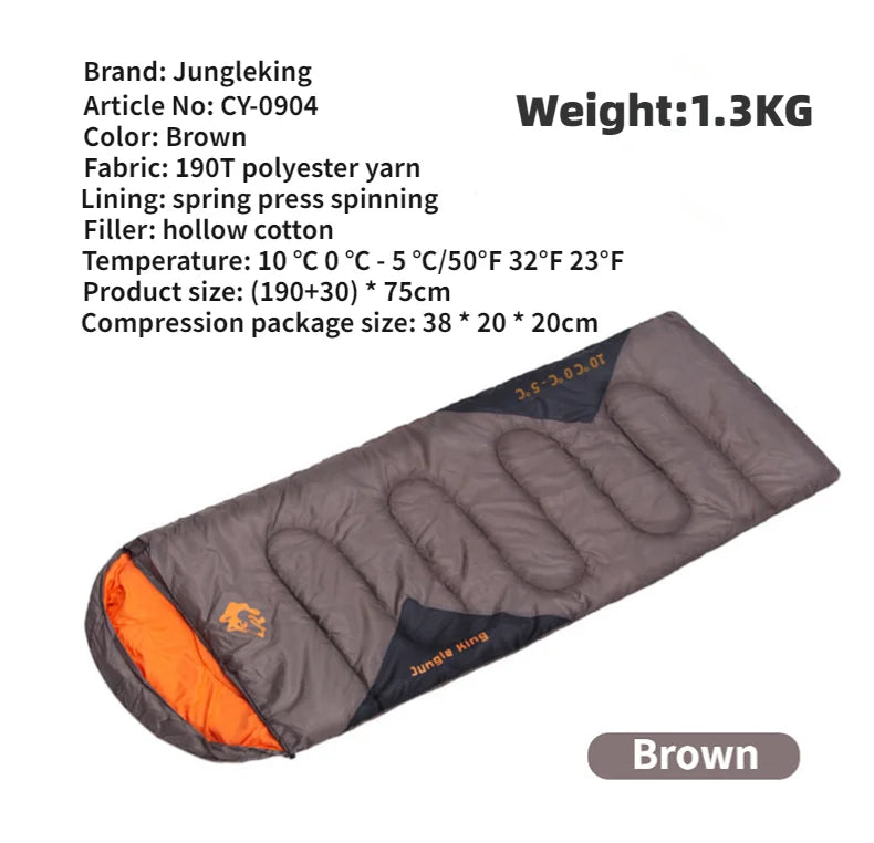 Sac de couchage synthétique imperméable jusqu'à -5°C confort "JUNGLEKING - CY0904"