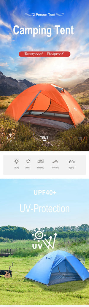 Tente Desert Fox 2 personnes tentes de randonnée légères 3 saisons pour Couple famille randonnée Camping pôle aluminium tente étanche Desert&Fox