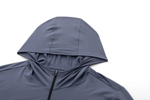 Veste de protection solaire UPF 50+ pour homme TACVASEN, veste de pêche légère à capuche avec 4 poches et trous pour les pouces, respirante Planète Rando
