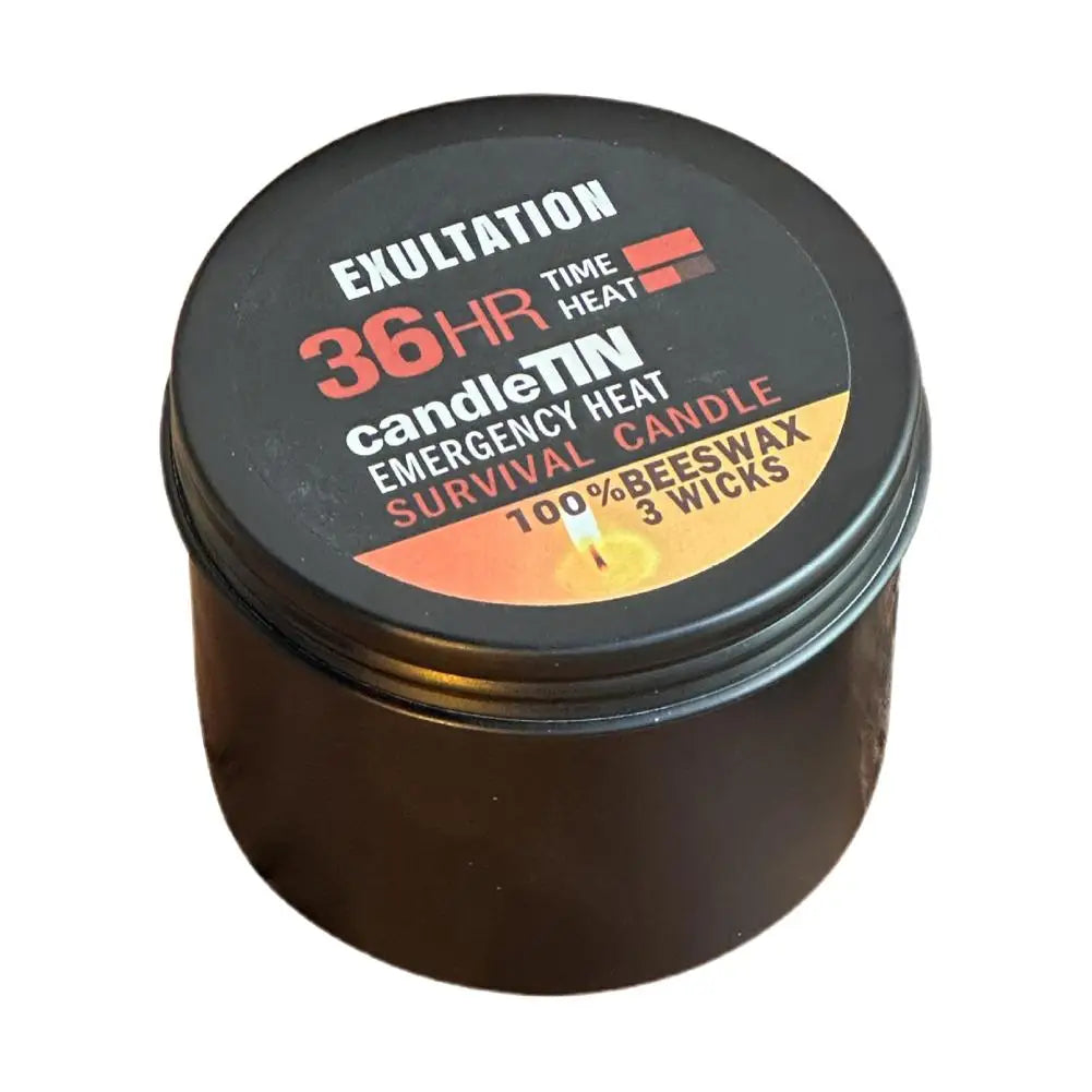 Bougie de survie longue durée 36 heures à 3 mèches en cire d'abeille "CandleTin - Emergency Heat"
