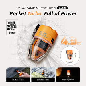 FLEXTAIL MAX PUMP 3 - Pompe à air électrique, pompe de camping portable avec lumière ambiante à 3 niveaux pour lit pneumatique, matelas de couchage, sac sous vide Planète Rando