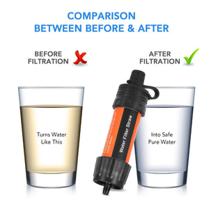 Filtre à eau extérieur, paille à boire, purificateur d'eau d'urgence, système de Filtration d'eau à ventouse, voyage Camping randonnée outils de survie Outdoor Survival
