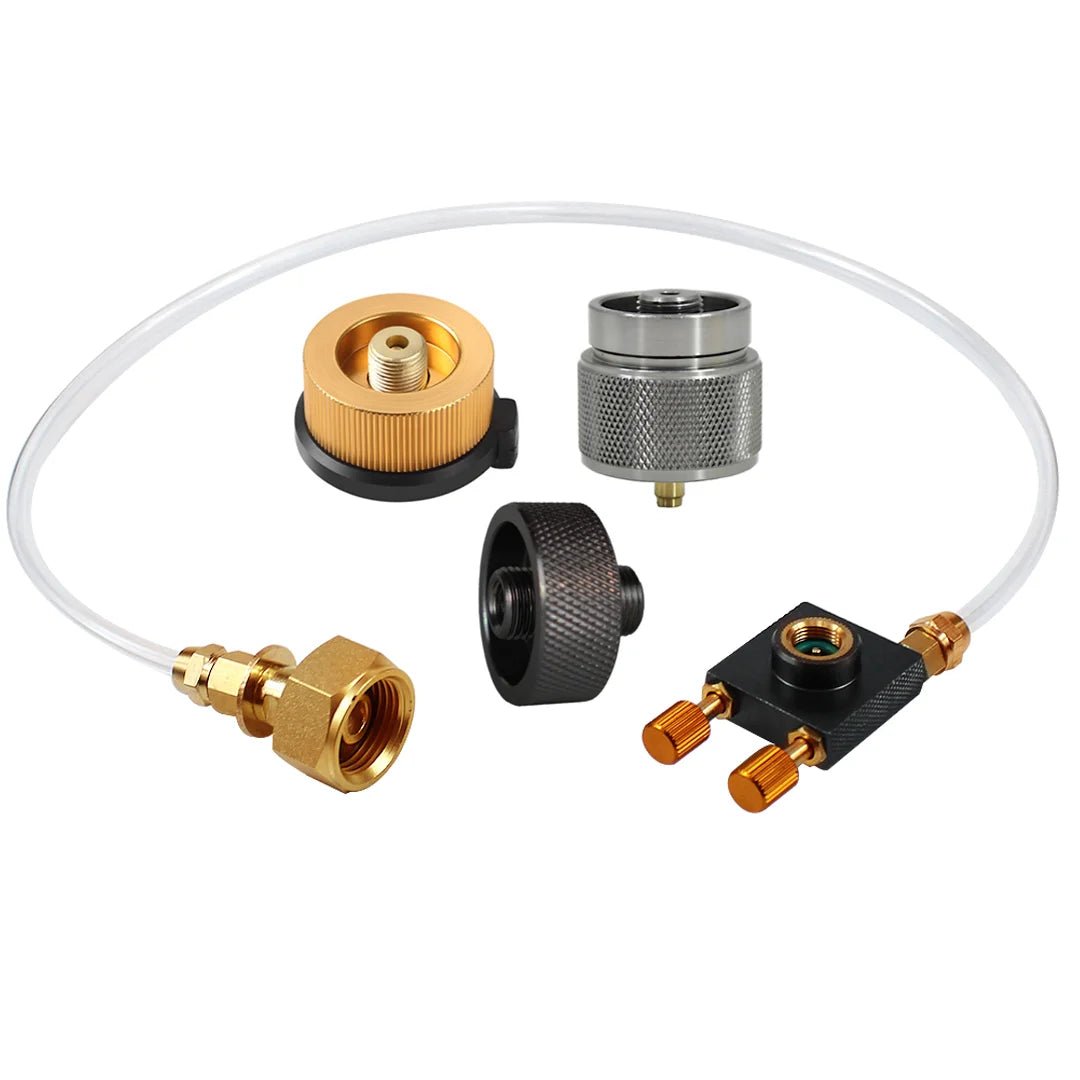 Adaptateur de recharge pour réchaud à gaz de camping standard européen avec valve de remplissage et de vidange "YZ Camping - Adaptator Gas Stove" - Planète Rando