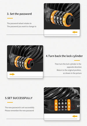 Antivol à câble en acier pour vélo VTT, vélo de route avec mot de passe "WEST BIKING - YP0705061 - 062" - Planète Rando