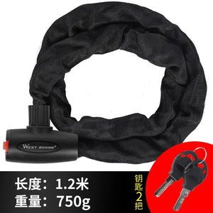 Antivol à chaîne en alliage d'acier dur pour vélo électrique, VTC et VTT "WEST BIKING - Chain Lock 00A" - Planète Rando