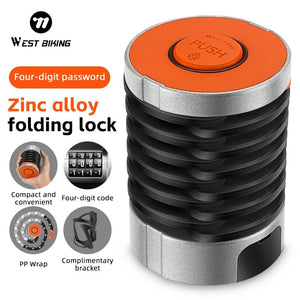 Antivol de vélo pliable à combinaison pour vélo électrique, VTC, VTT et gravel "WEST BIKING - PFL003" - Planète Rando