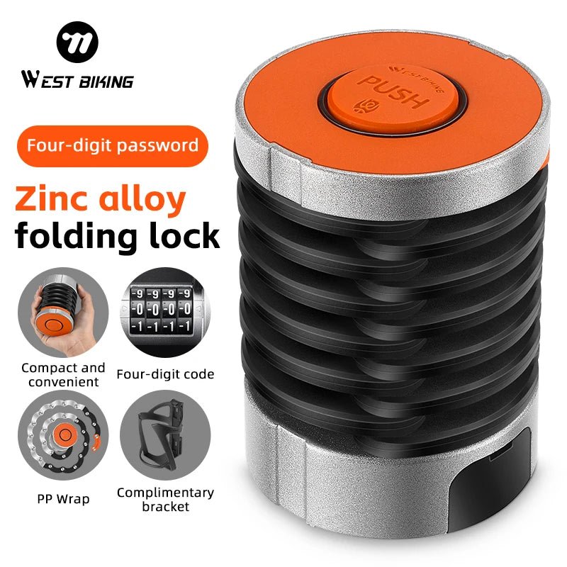 Antivol de vélo pliable à combinaison pour vélo électrique, VTC, VTT et gravel "WEST BIKING - PFL003" - Planète Rando