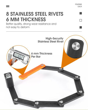 Antivol pliable pour vélo, VTT, route et gravel "WEST BIKING - YP0705071" - Planète Rando