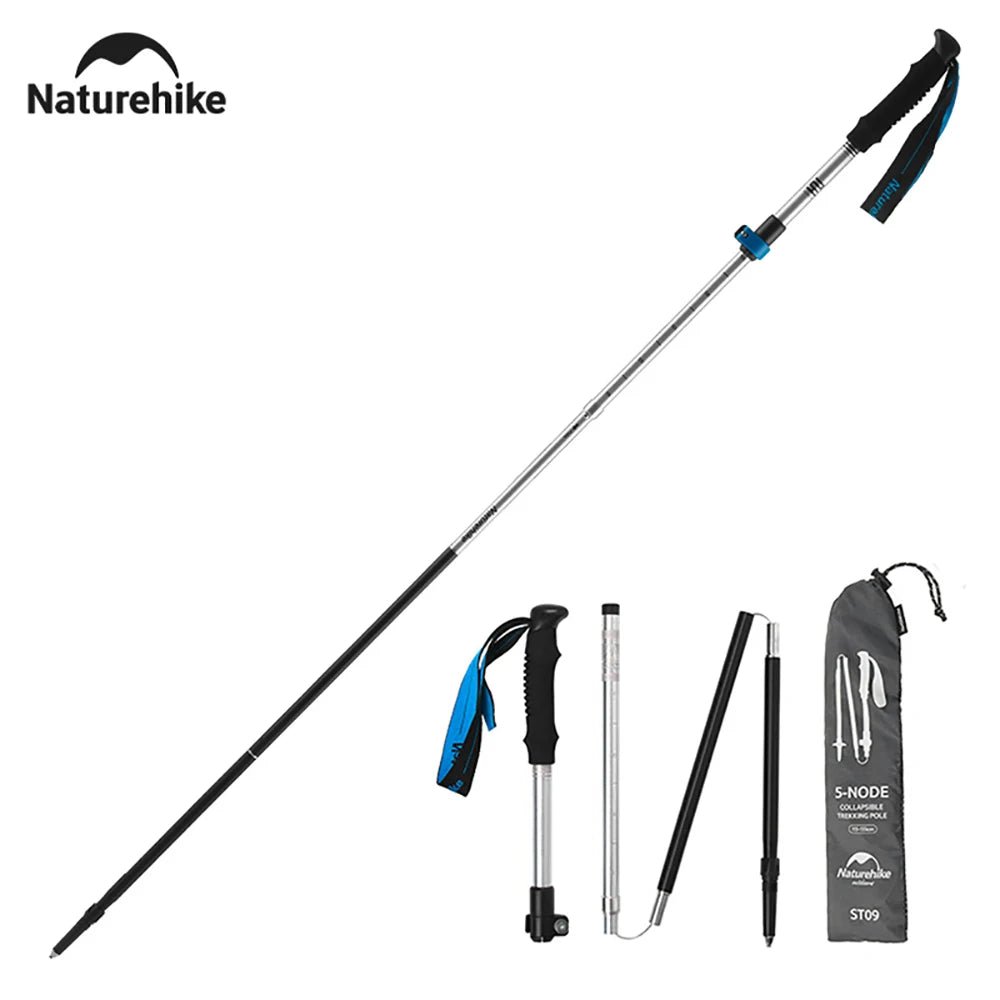 Bâton de randonnée ultraléger et pliable en alliage d'aluminium 275g "Naturehike - ST09 Walking Sticks" - Planète Rando
