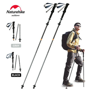 Bâton de trekking télescopique pliable & ultralight en fibre de carbone avec technologie 3K carbon fiber 189g l'unité "Naturehike - UL/PRO Carbon series" - Planète Rando